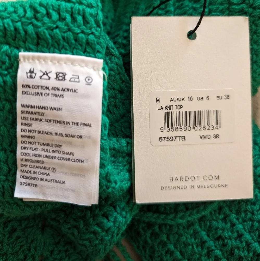 Bardot Green lia knit top medium - Picture 11 of 15